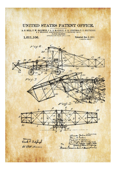 Alexander Bell Flying Machine Patent - Airplane Blueprint, Vintage Aviation Art, Airplane Art, Pilot Gift, Aircraft Decor mws_apo_generated mypatentprints Blueprint #MWS Options 3658786726 