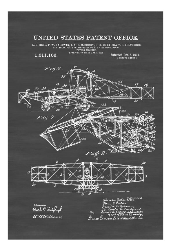 Alexander Bell Flying Machine Patent - Airplane Blueprint, Vintage Aviation Art, Airplane Art, Pilot Gift,  Aircraft Decor