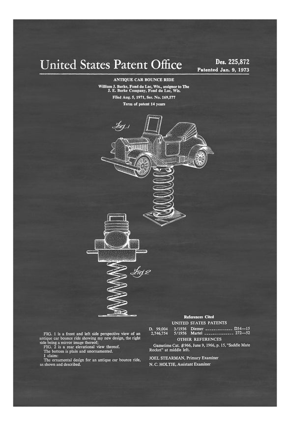 Antique Car Bounce Ride Patent - Patent Print, Kids Room Decor, Game Patent,Toy Patent, Vintage Patent, Game Room Art, Vintage Toy Art Prints mypatentprints 