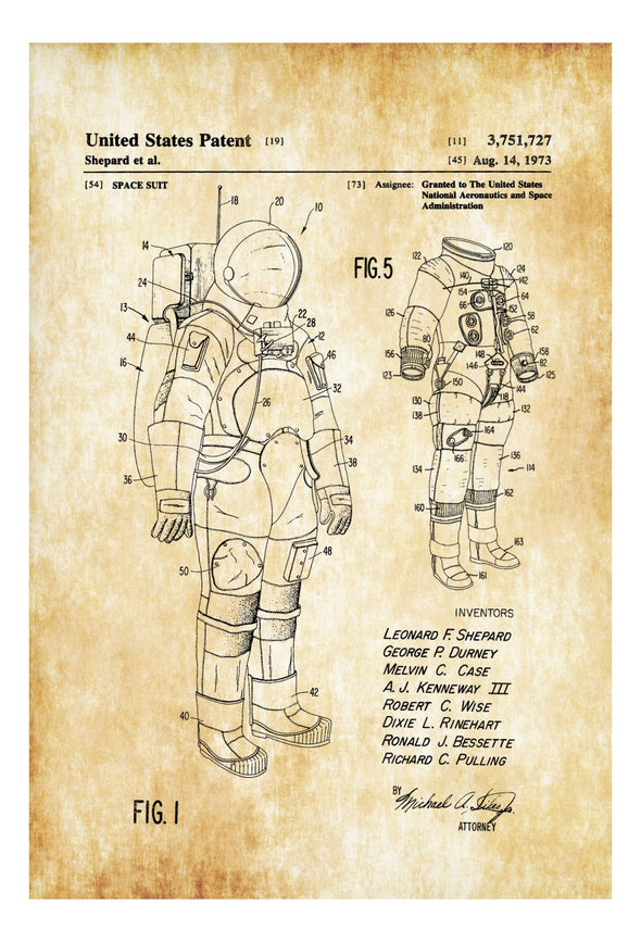 Apollo Space Suit Patent - Astronaut, Space Art, Space Poster, Space Program, Space Program, Aircraft Decor, Aviation Art, Pilot Gift