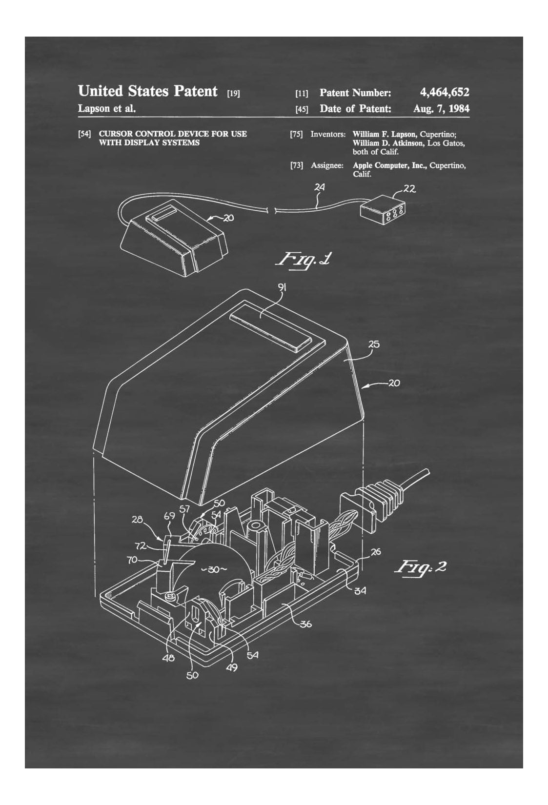 Patented Computer Apple Apple Computer Mouse Patent 1984 - Patent Print, Wall Decor, Computer ...