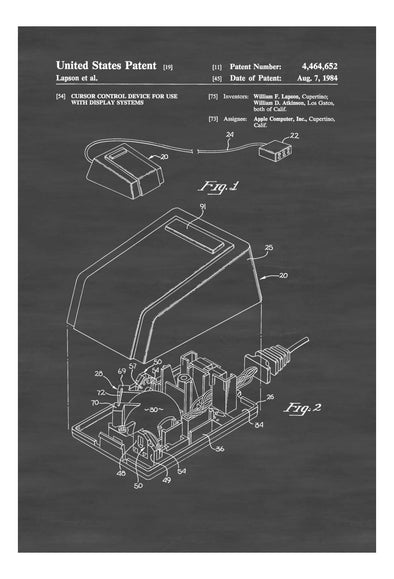 Apple Computer Mouse Patent 1984 - Patent Print, Wall Decor, Computer Decor, Vintage Computer, Apple Patent mws_apo_generated mypatentprints Parchment #MWS Options 1316268584 