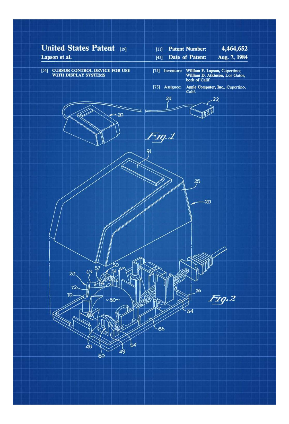 Patented Computer Apple Apple Computer Mouse Patent 1984 - Patent Print, Wall Decor, Computer ...