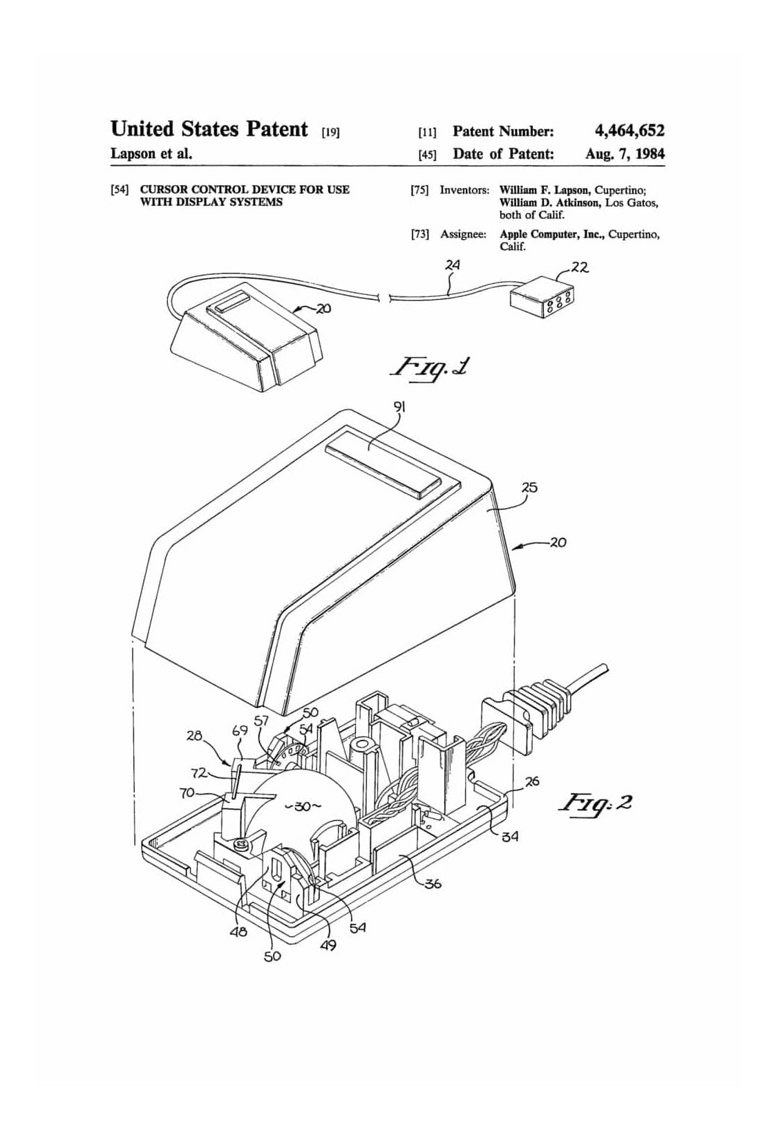 Patented Computer Apple Apple Computer Mouse Patent 1984 - Patent Print, Wall Decor, Computer ...
