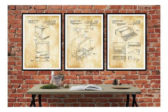 Apple Computer Patent Collection of 3 Patent Prints - Computer Wall Decor, Vintage Computer Posters, Apple Patent, Steve Jobs Patent Art Prints mypatentprints 10X15 Parchment 