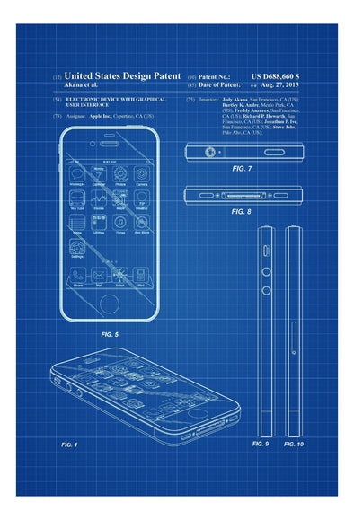 Apple iPhone 4 Patent - Patent Print, Wall Decor, iPhone Patent, Vintage iPhone Blueprint, Vintage Computer, Apple Patent, Steve Jobs Patent Art Prints mypatentprints 10X15 Parchment 