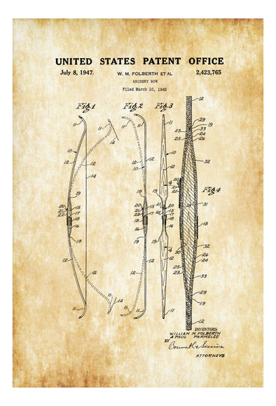 Archery Bow Patent - Patent Print, Wall Decor, Archery Patent, Hunting Decor, Archery Poster, Hunter Gift, Cabin Decor, Bow and Arrow mws_apo_generated mypatentprints White #MWS Options 1234543564 