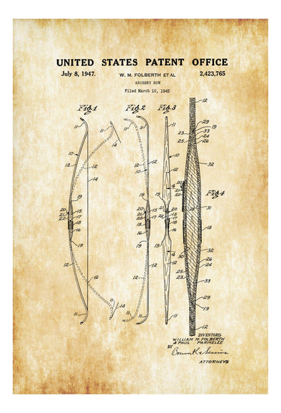 Archery Bow Patent - Patent Print, Wall Decor, Archery Patent, Hunting Decor, Archery Poster, Hunter Gift, Cabin Decor, Bow and Arrow