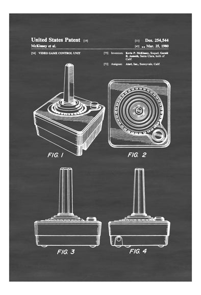 Atari Controller Patent 1980 - Patent Print, Wall Decor, Atari Art, Atari Poster, Atari 2600 Poster, Atari Patent, Atari 2600 mws_apo_generated mypatentprints Blueprint #MWS Options 1495639394 