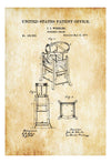 Baby Nursery Chair Patent 1877 - Vintage High Chair, Baby Room Decor, Vintage Baby, Baby Shower Gift, Nursery Chair, Patent Print,