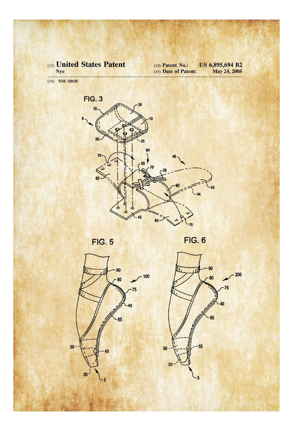 Ballet Toe Shoe Patent - Ballet Shoes, Toe Shoe, Pointe Shoe, Dance Studio, Ballerina Gift, Dance Mom, Ballet Decor