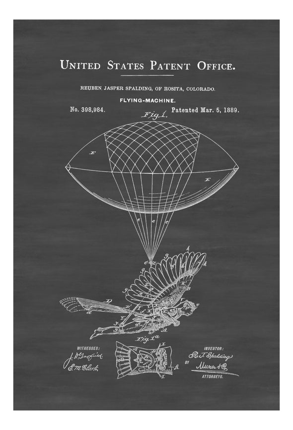 Balloon Bird Flying Machine Patent Print - Vintage Airplane, Airplane Blueprint, Airplane Art, Pilot Gift,  Aircraft Decor, Airplane Poster