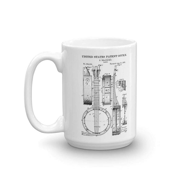 Banjo Patent Mug - Patent Mug, Musician Mug, Music Art, Banjo Mug, Musician Gift, Vintage Music Mug, Bluegrass Mug Mug mypatentprints 11 oz. 