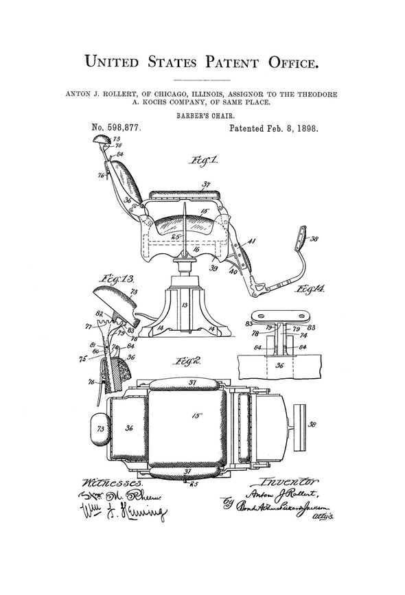 Barber Chair Patent - Patent Print, Wall Decor, Salon Decor, Barber decor,