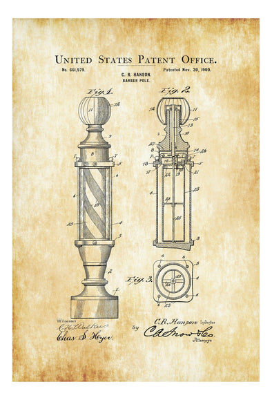 Barber&#39;s Pole Patent 1900 - Patent Print, Wall Decor, Barber Shop Decor, Barber Gift, Salon Decor, Vintage Signs, Barber Shop Sign mws_apo_generated mypatentprints Chalkboard #MWS Options 1518839147 