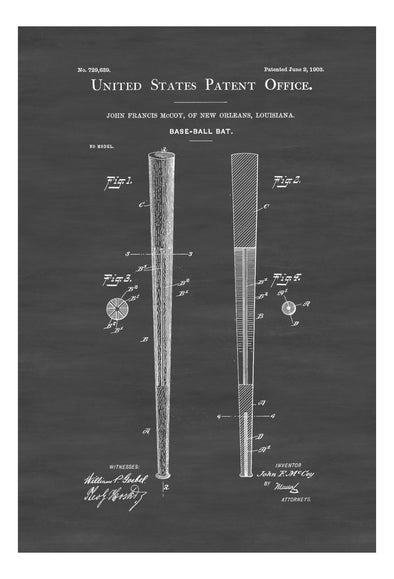 Baseball Bat Patent - Patent Print, Wall Decor, Baseball Art, Bat Patent, Baseball Fan Gift, Baseball Bat Blueprint mws_apo_generated mypatentprints White #MWS Options 662284420 