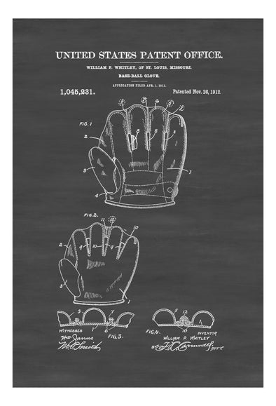 Baseball Glove Patent - Patent Print, Wall Decor, Baseball Art, Glove Patent, Baseball Fan Gift, Baseball Glove Blueprint