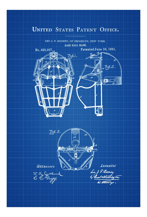 Baseball Mask Patent - Patent Print, Wall Decor, Baseball Art, Baseball Patent, Baseball Gift, Catcher Mask