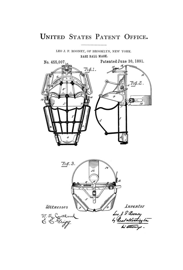 Baseball Mask Patent - Patent Print, Wall Decor, Baseball Art, Baseball Patent, Baseball Gift, Catcher Mask