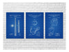 Baseball Patent Collection of 3 - Patent Print, Wall Decor, Baseball Bat, Baseball Fan Gift, Baseball Glove Blueprint, Baseball