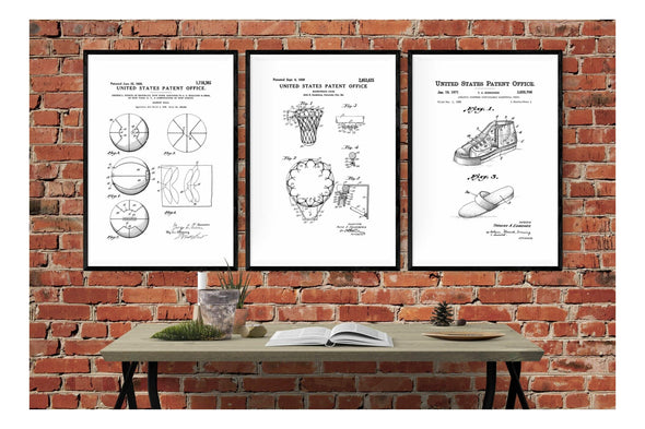 Basketball Patent Collection of 3 Patent Prints - Basketball Poster, Basketball Art, Basketball Hoop Patent, Sports Patent, Basketball Fan Art Prints mypatentprints 
