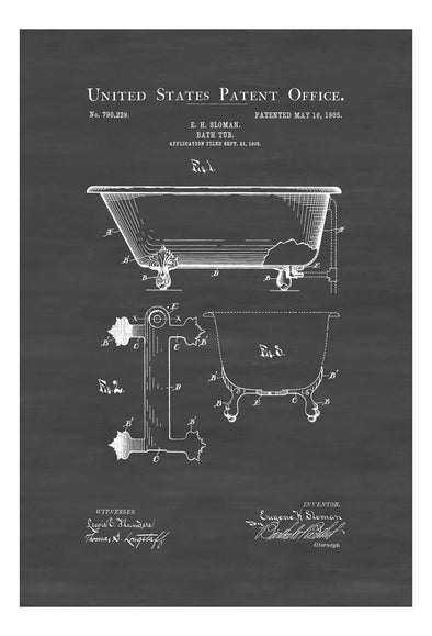 Bathtub Patent Print - Patent Poster, Wall Decor, Bathroom Decor, Bathroom Art, Bathroom Poster, Bathroom Sign, Shower Decor, Bathtub Patent Art Prints mypatentprints 10X15 Parchment 