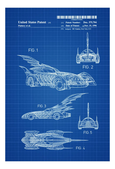Batmobile Patent Poster - Patent Print, Wall Decor, Batman, Batmobile, DC Comics, Dark Knight mws_apo_generated mypatentprints Blueprint #MWS Options 1693230441 