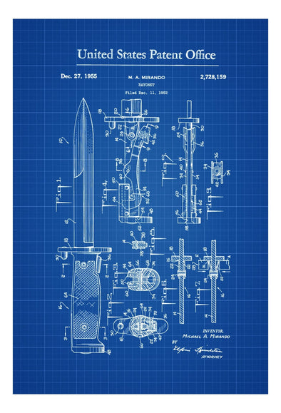 Bayonet Patent - Patent Print, Wall Decor, Weapon Art, Firearm Art, Weapon Drawing, Military Drawing mws_apo_generated mypatentprints Parchment #MWS Options 1138600480 