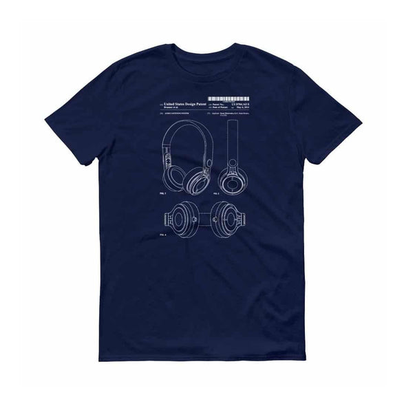 Beats Headphone Patent T-Shirt - Headphones T-Shirt, Beats Patent, Music T-Shirt, Headphones Blueprint T-Shirt, Music Patent Shirts mypatentprints 3XL Black 