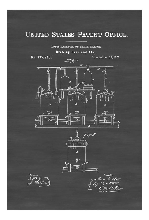 Beer and Ale Brewing Patent - Patent Print, Wall Decor, Bar Decor, Beer Patent, Beer Poster