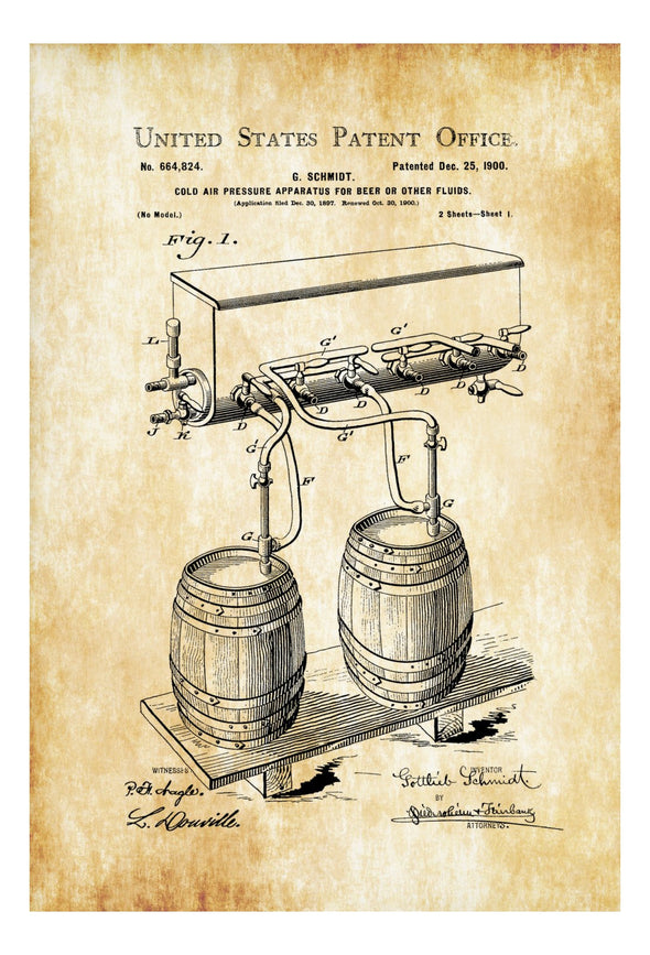 Beer Tap Patent Poster - Patent Print, Wall Decor, Bar Decor, Beer Patent, Beer Poster, Beer Keg Patent, Beer Art, Beer Tap, Bar Decor