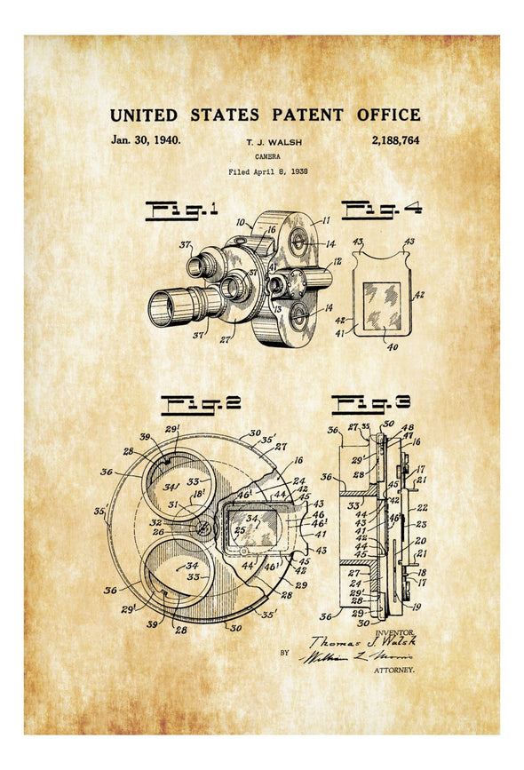 Bell & Howell Camera Filter Patent - Patent Print, Wall Decor, Photography Art, Camera Art, Old Camera, Camera Decor, Camera Patent