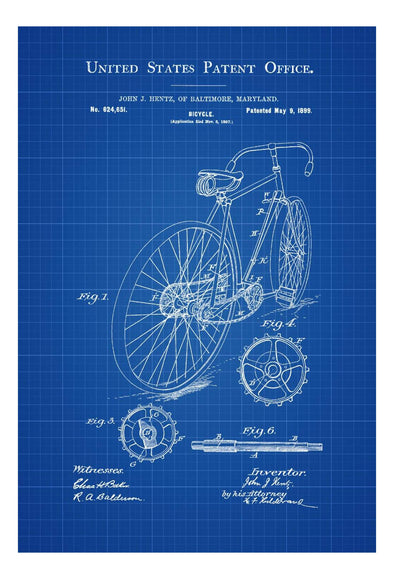 Bicycle Patent - Vintage Bicycle, Bicycle Blueprint, Bicycle Art, Cyclist Gift,  Bicycle Decor, Bicycling Enthusiasts