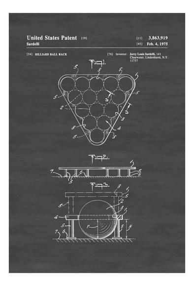 Billiard Ball Rack Patent 1975 - Patent Print, Wall Decor, Billiard Rack, Pool Table Decor mws_apo_generated mypatentprints White #MWS Options 2996544876 