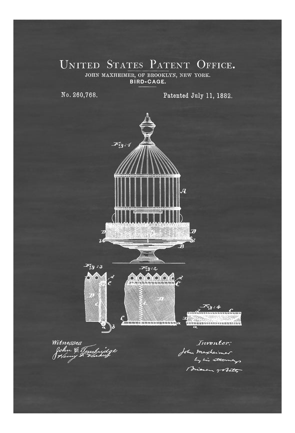 Birdcage Patent Print - Vintage Birdcage, Antique Birdcage, Bird Decor, Bird Cage Print Art Prints mypatentprints 