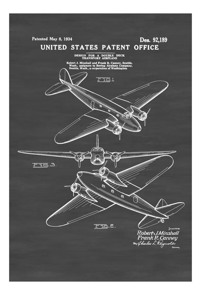 Boeing 247 Patent - Airplane Blueprint, Pilot Gift, Airplane Poster, Vintage Aviation Art, Airplane Art, Boeing Patent, Airliner Patent