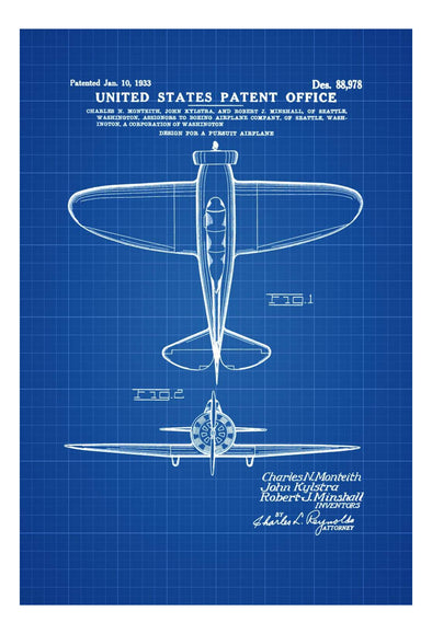 Boeing P-29 Patent - Vintage Aviation Art, Airplane Blueprint, Pilot Gift, Airplane Poster, Airplane Art, Boeing Patent