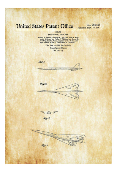 Boeing SST Plane Patent - Airplane Blueprint, Pilot Gift, Airplane Poster, Vintage Aviation, Airplane Art, Boeing Patent, Boeing Supersonic mws_apo_generated mypatentprints Parchment #MWS Options 842704450 
