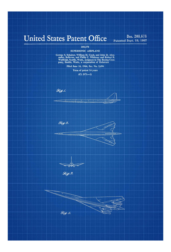 Boeing SST Plane Patent - Airplane Blueprint, Pilot Gift, Airplane Poster, Vintage Aviation, Airplane Art, Boeing Patent, Boeing Supersonic Art Prints mypatentprints 