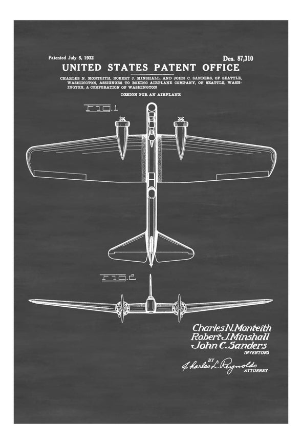 Boeing YB-9 Bomber Patent - Airplane Blueprint, Pilot Gift, Airplane Poster, Vintage Aviation Art, Airplane Art, Boeing Patent
