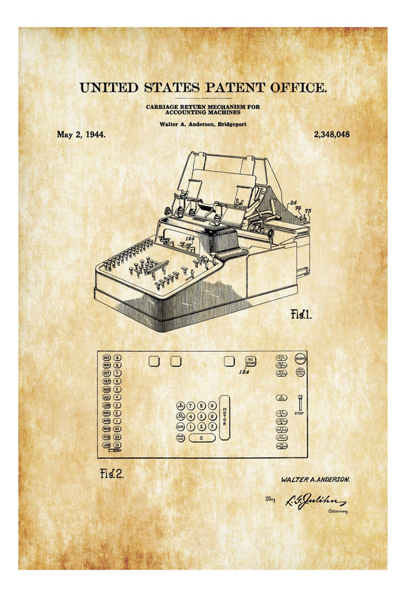 Bookkeeping Machine Patent - Accounting Decor, Accountant Gift, Accounting Machine, Patent Print, Wall Decor, Accounting, Patent Print Art Prints mypatentprints 5X7 Blueprint 