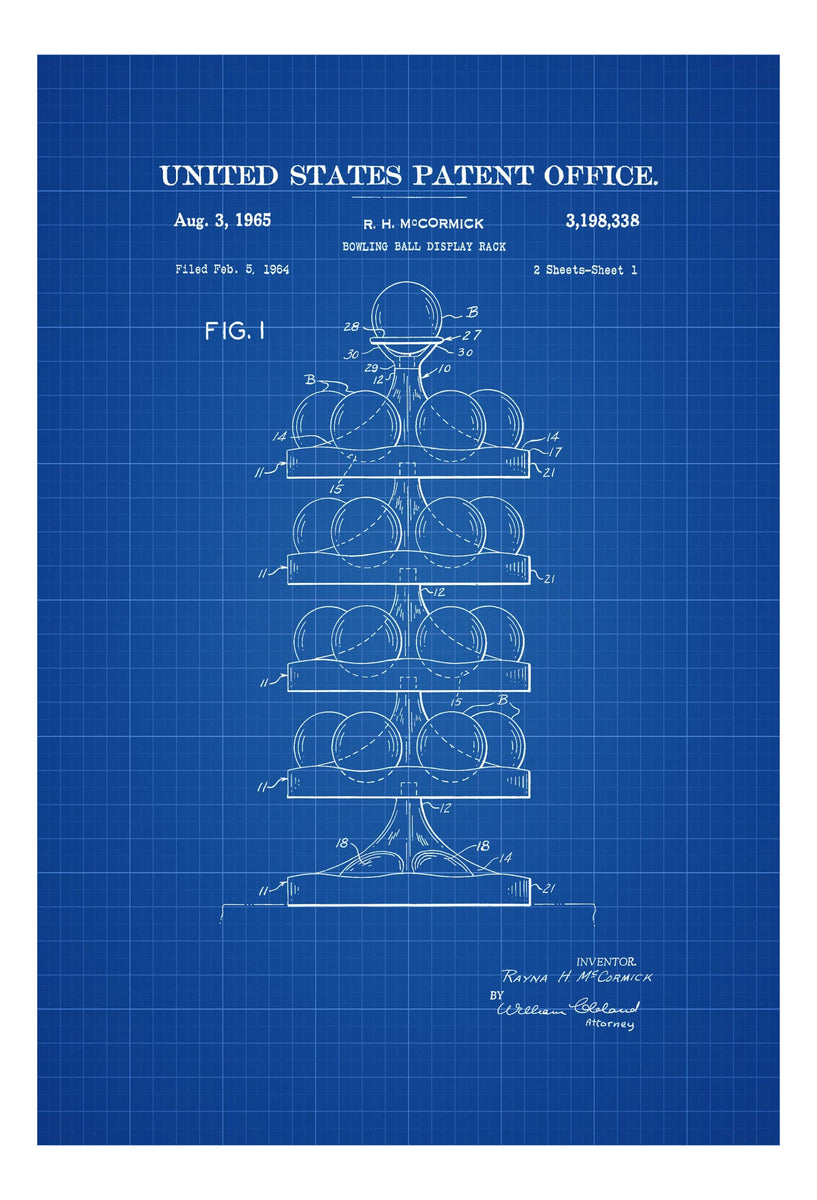 Bowling Ball Rack Patent Print - Wall Décor, Bowling Art, Bowling Leag ...