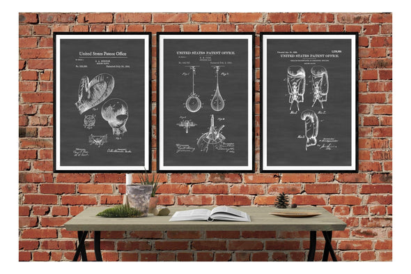 Boxing Patent Collection of 3 Patent Prints - Boxing Fan Gift, Boxing Art, Boxing Glove Patent, Boxing Glove Blueprint, Boxers, Sports Art Art Prints mypatentprints 
