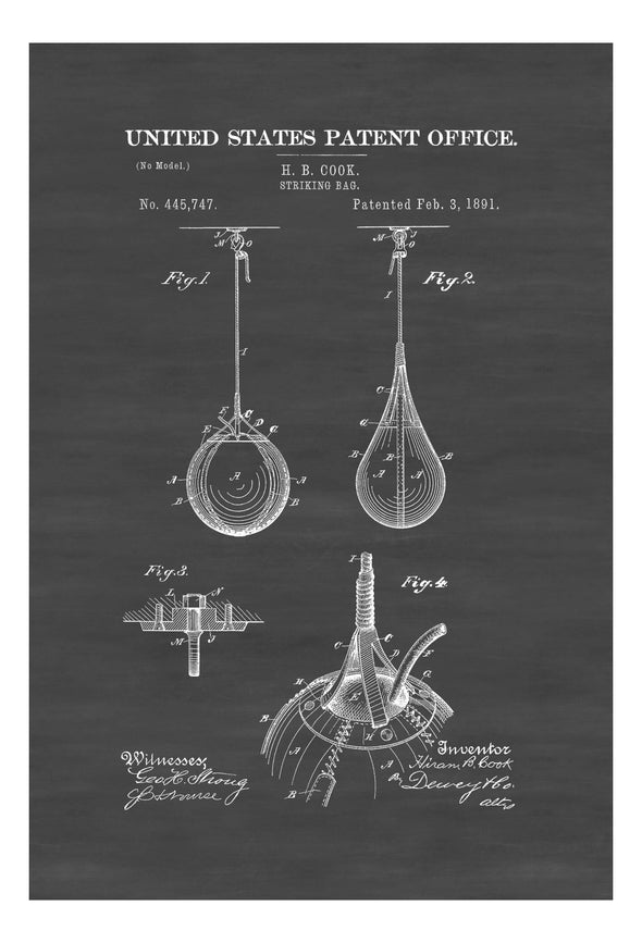 Boxing Striking Bag Patent Print 1891 - Patent Poster, Punching Bag Patent, Boxing Art, Boxing Fan Gift, Boxer Gift, Boxing Bag Patent Art Prints mypatentprints 