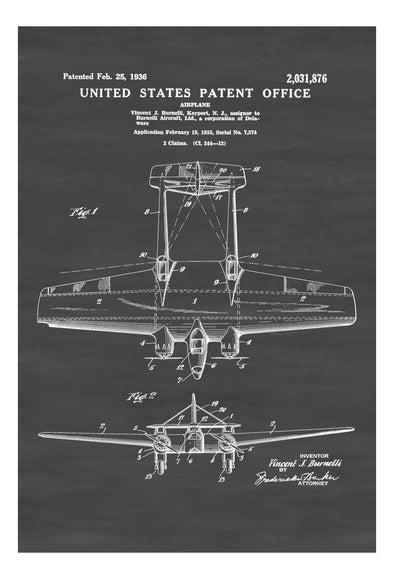 Burnelli A-1 Bomber Patent Print - Vintage Airplane, Airplane Blueprint, Airplane Art, Pilot Gift, Aircraft Decor, Airplane Poster