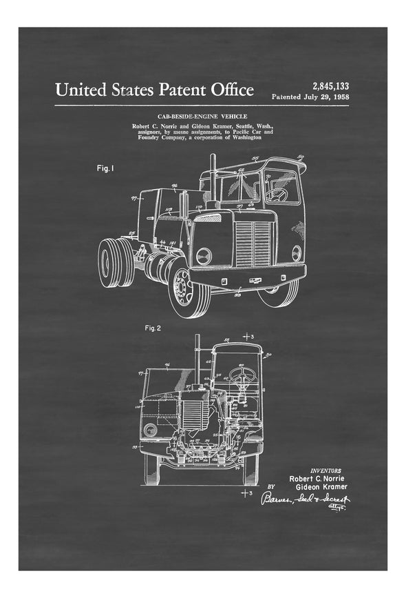 Cab-Beside-Engine Truck Patent Print, Wall Decor, Truck Decor, Truck Art, GM Truck Patent, Truck Patent, Truck Drawing, Truck Blueprint Art Prints mypatentprints 5X7 Blueprint 