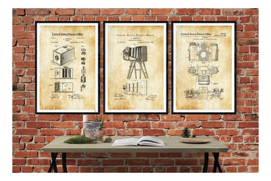 Camera Patent Collection of 3 Patent Prints - Photography Art, Camera Decor, Photography Patent, Photographer Gift, Vintage Camera Posters Art Prints mypatentprints 10X15 Parchment 