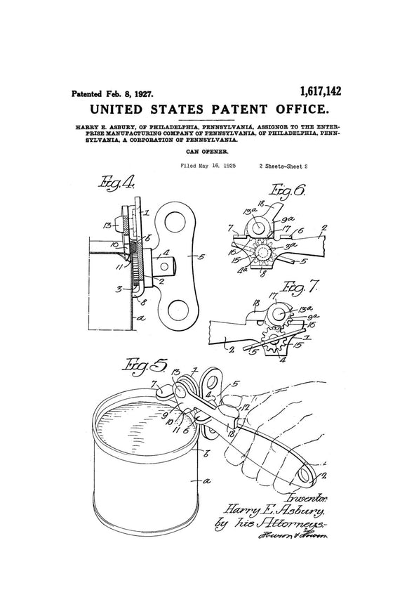 Can Opener Patent Print - Decor, Kitchen Decor, Restaurant Decor, Patent Print, Wall Decor, Can Opener Drawing