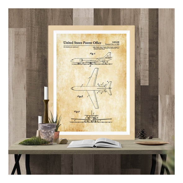 Caravelle Jet Airplane Patent 1958 - Airplane Blueprint, Pilot Gift, Caravelle Patent, Airplane Poster, Vintage Jet Poster, Airplane Art Art Prints mypatentprints 10X15 Parchment 