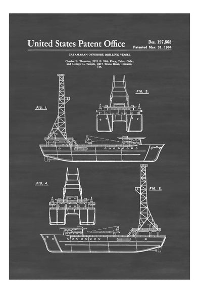 Catamaran Offshore Drilling Vessel Patent - Patent Print, Vintage Nautical, Naval Art, Sailor Gift, Nautical Decor, Ship Decor, Boating Art mws_apo_generated mypatentprints Parchment #MWS Options 3326978540 